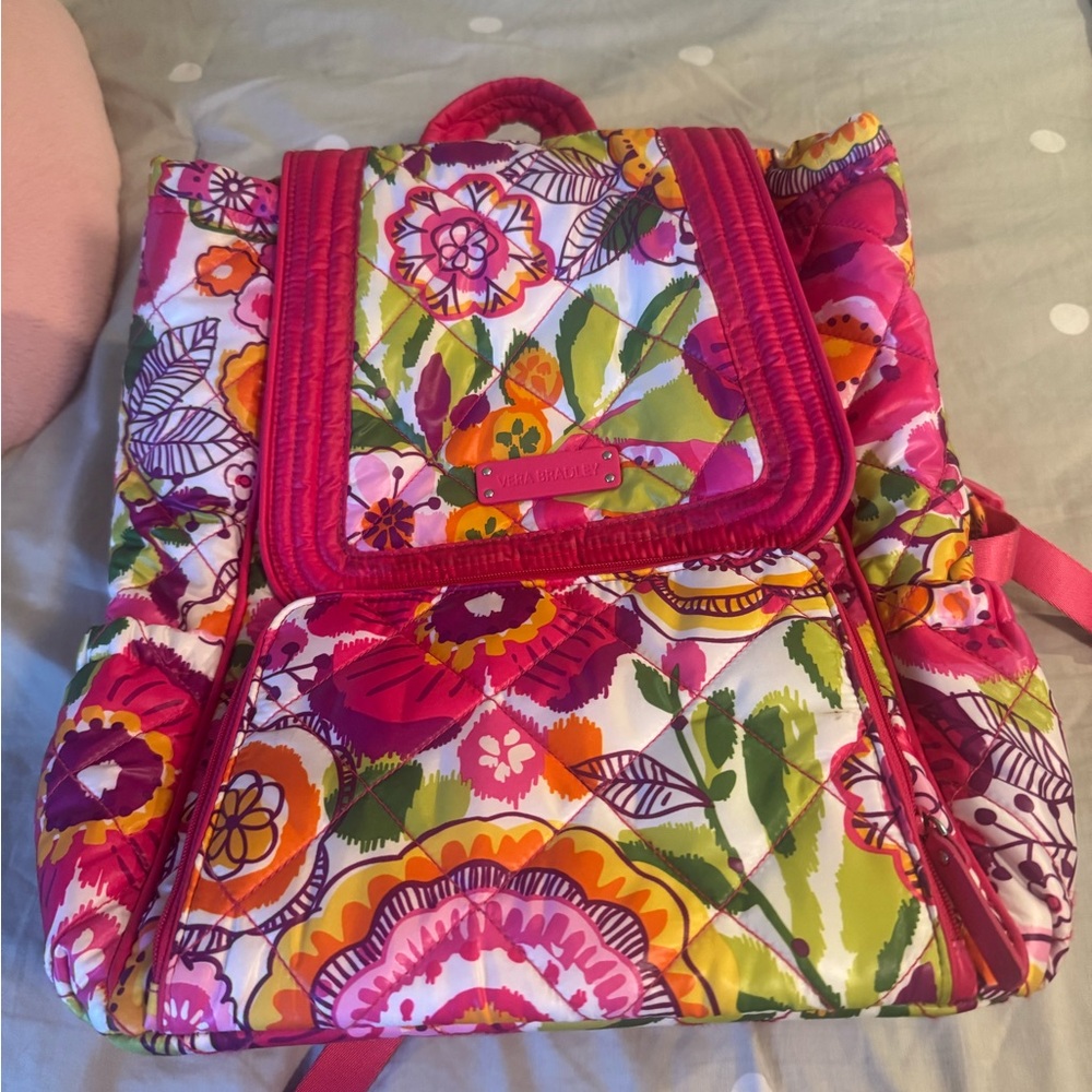 Vera Bradley Floral Backpack - Pink, Green, Orange